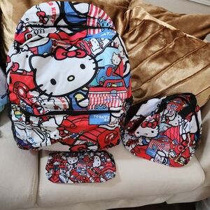 (Brand New) Red, White, and Blue Hello Kitty Back to school Backpack accessories
